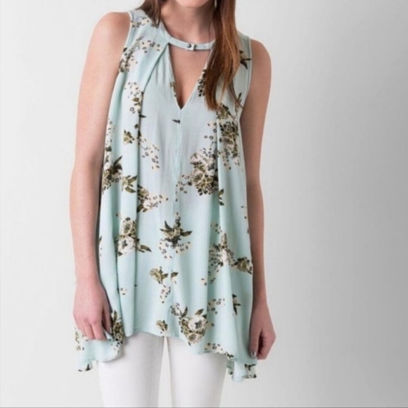 Free People Mint Tree Swing Trapeze Dress/Top with Pockets Size S/P - Picture 2 of 12